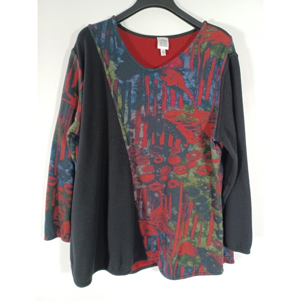 Parsley & Sage Tunic Top‎ 2X Artsy Abstract Stretch Knit Relaxed Comfort